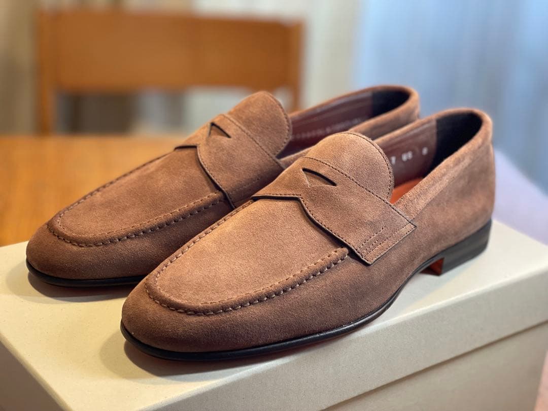 新品　サントーニ　ブラウン スエード ローファー UK 7 / US 8