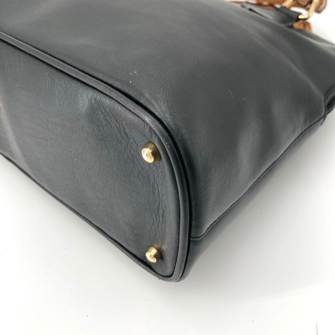 美品✨GUCCI グッチ バンブー 2way ショルダーバッグ レザー ブラック