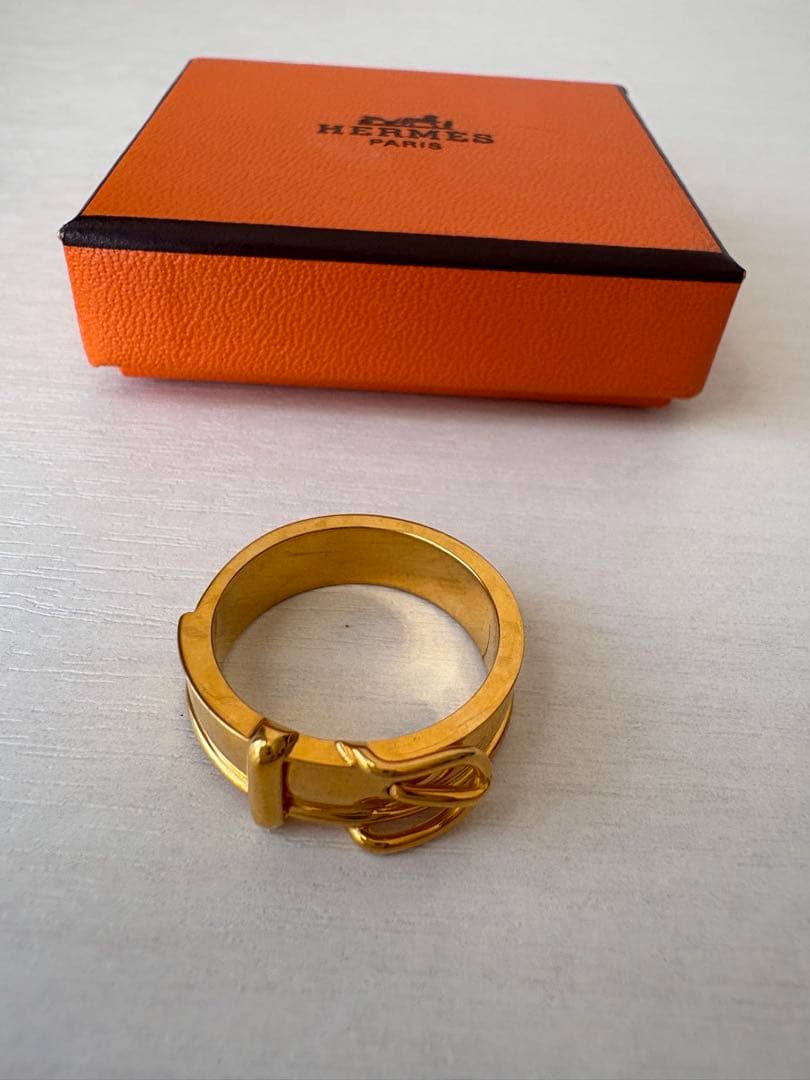 エルメス HERMES ベルトモチーフ スカーフリング ゴールド