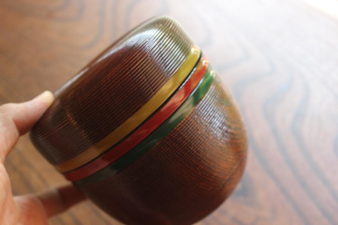 デッドストック！極上千筋糸目に風情ある独楽塗の美しい信玄弁当（検京塗お重弁当箱