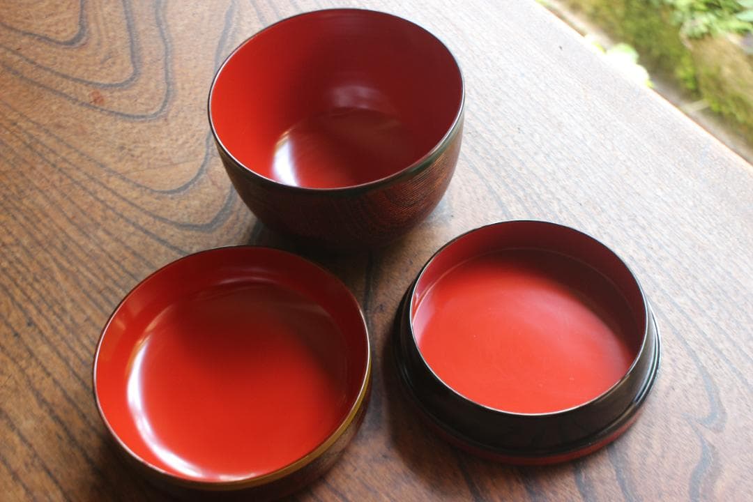 デッドストック！極上千筋糸目に風情ある独楽塗の美しい信玄弁当（検京塗お重弁当箱