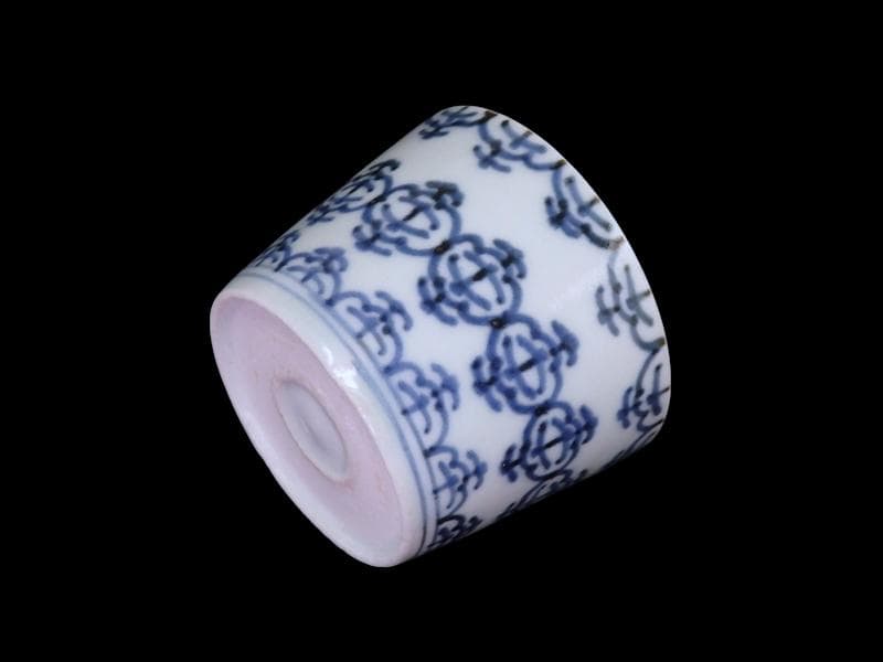 古伊万里　染付　瓔珞紋の図　蕎麦猪口　E695AS-CUo