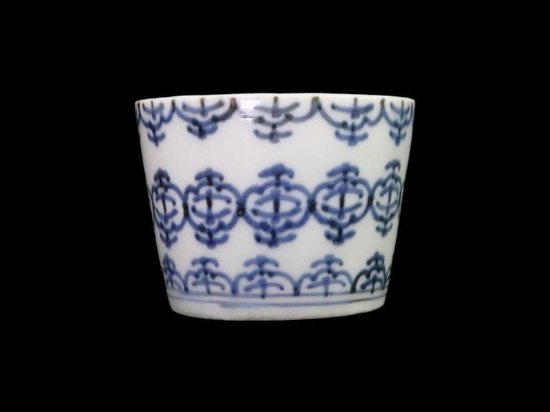 古伊万里　染付　瓔珞紋の図　蕎麦猪口　E695AS-CUo