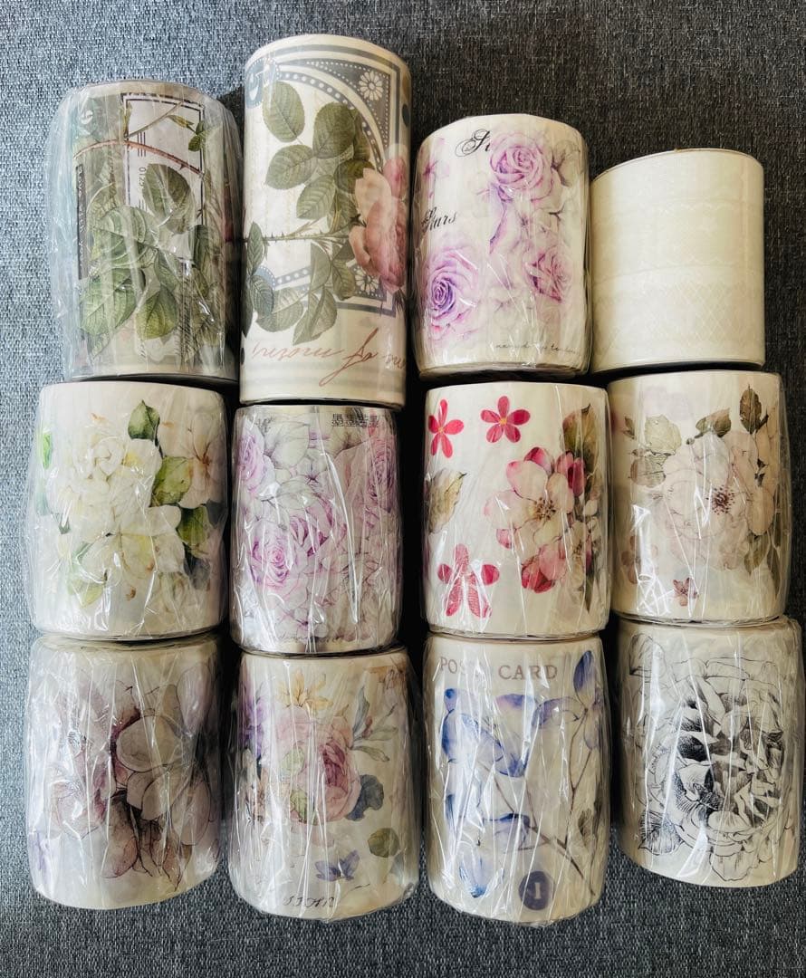 【新品未開封】海外マステ　12本　まとめ売り　花系　マスキングテープ