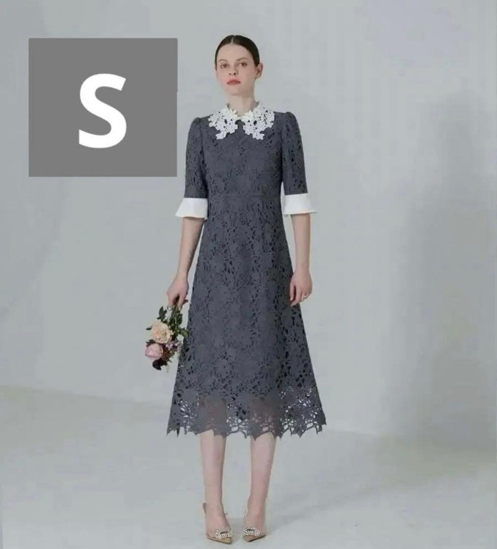 LEJA 花柄レースカラースパンコールAラインワンピース