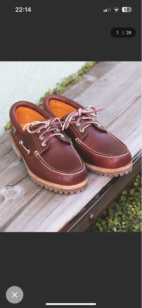 Timberland 3eyes バーガンディローファー 革靴 27cm 箱あり