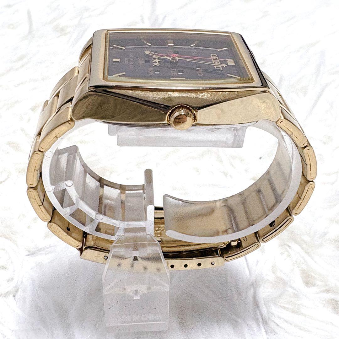 美品✨ORIENT オリエント スリースター 自動巻き デイデイト スクエア型