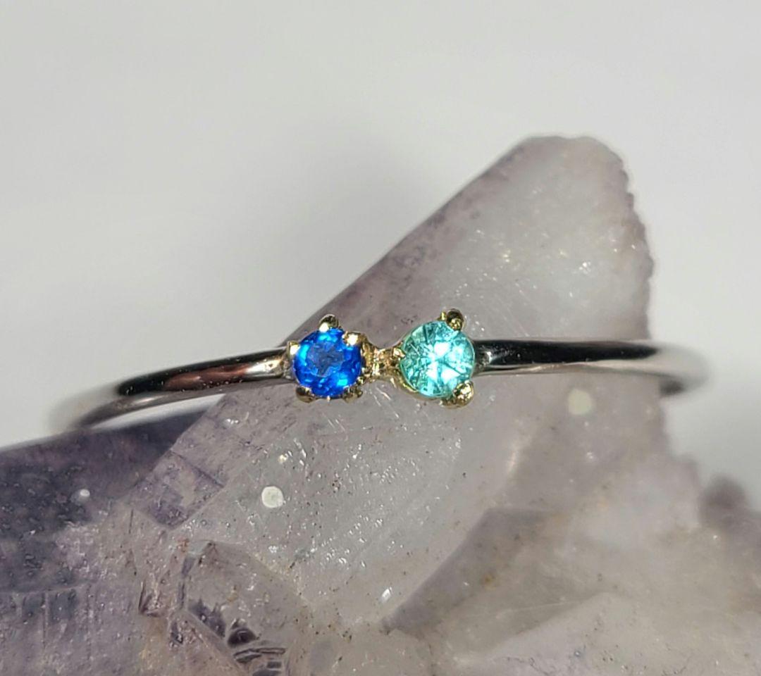 ネオンブルーの共演★バターリャパライバトルマリン&アウイナイト18金Pt900★