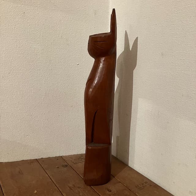 木製 猫 木彫 置物 ミッドセンチュリー ヴィンテージ 古道具 昭和 レトロ