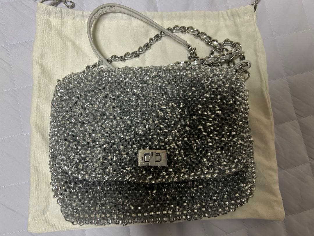 ANTEPRIMA シルバー ビーズパーティーバッグ