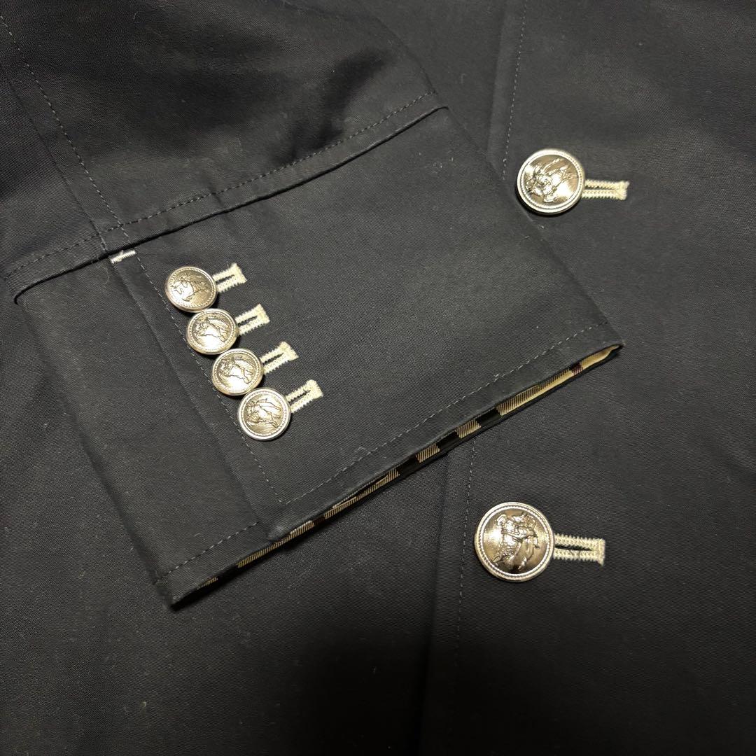 ☆*☆様 美品 バーバリーブラックレーベル マリンコート 銀ボタン ロゴ刺繍 黒