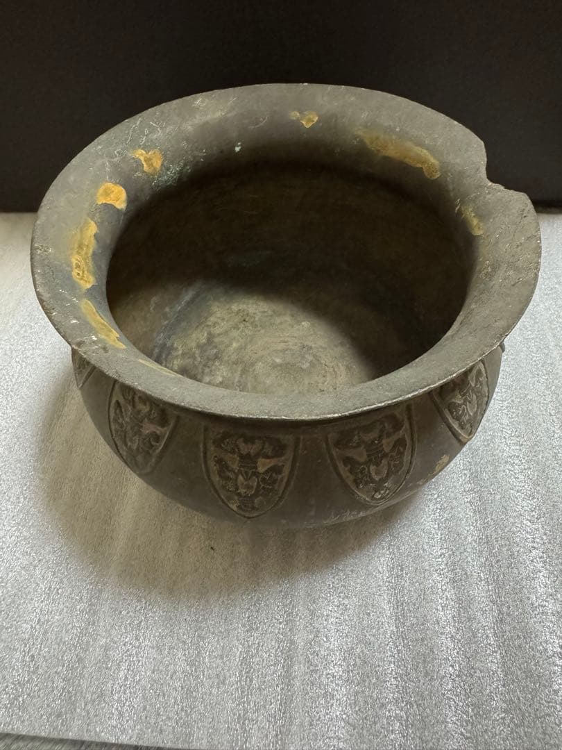 龍文堂 古銅 建水 こぼし 茶道具 煎茶 蝋型鋳造 中国 銅製 時代