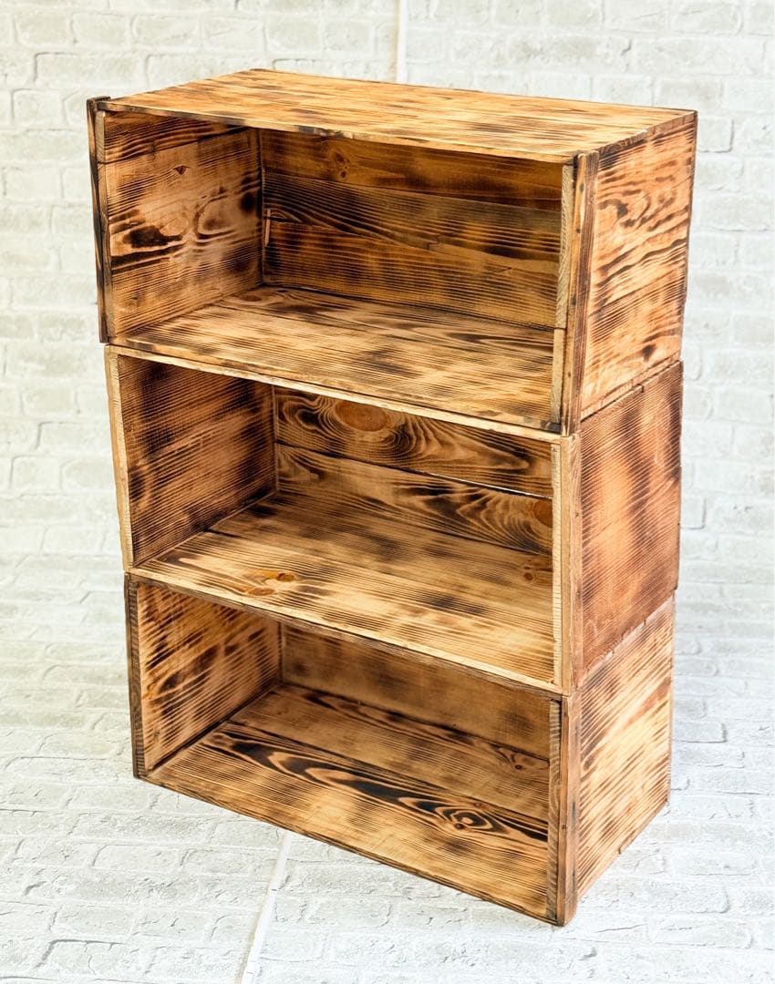 【シンさま専用ページ】りんご箱収納ラック 焦げ目加工　6箱