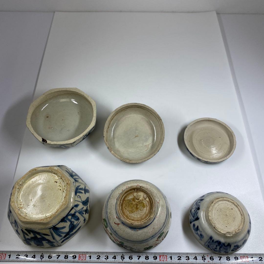 専用　16世紀　安南合子　3点　直径10.4・8㎝　トヒチ　東な7-0201①