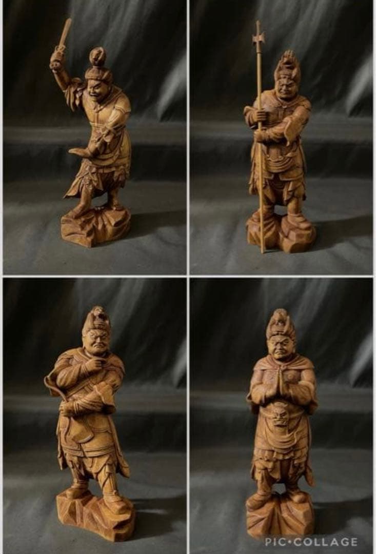 総柘植材 精密細工 古美術 時代木彫 仏教美術 薬師12神将像一式