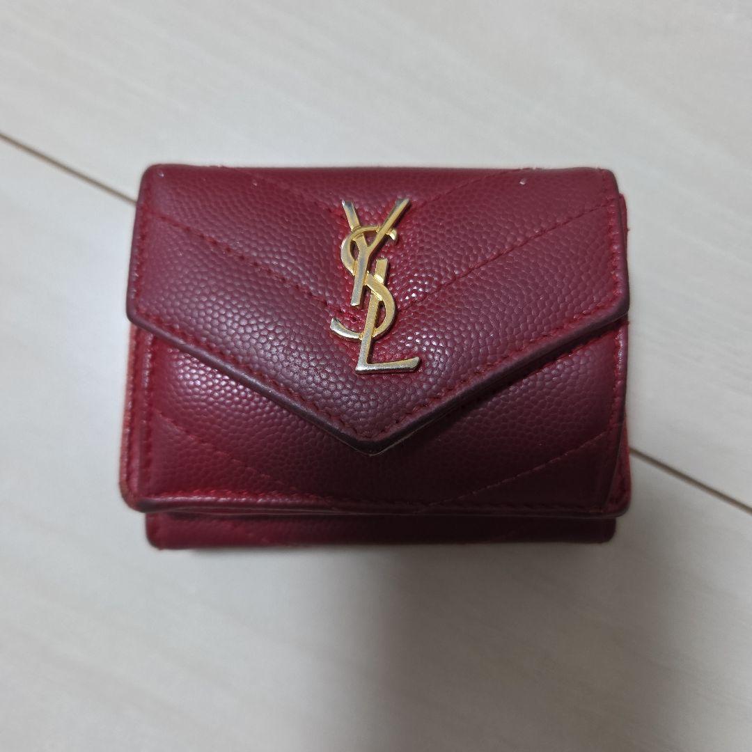YSL レッド 三つ折り財布