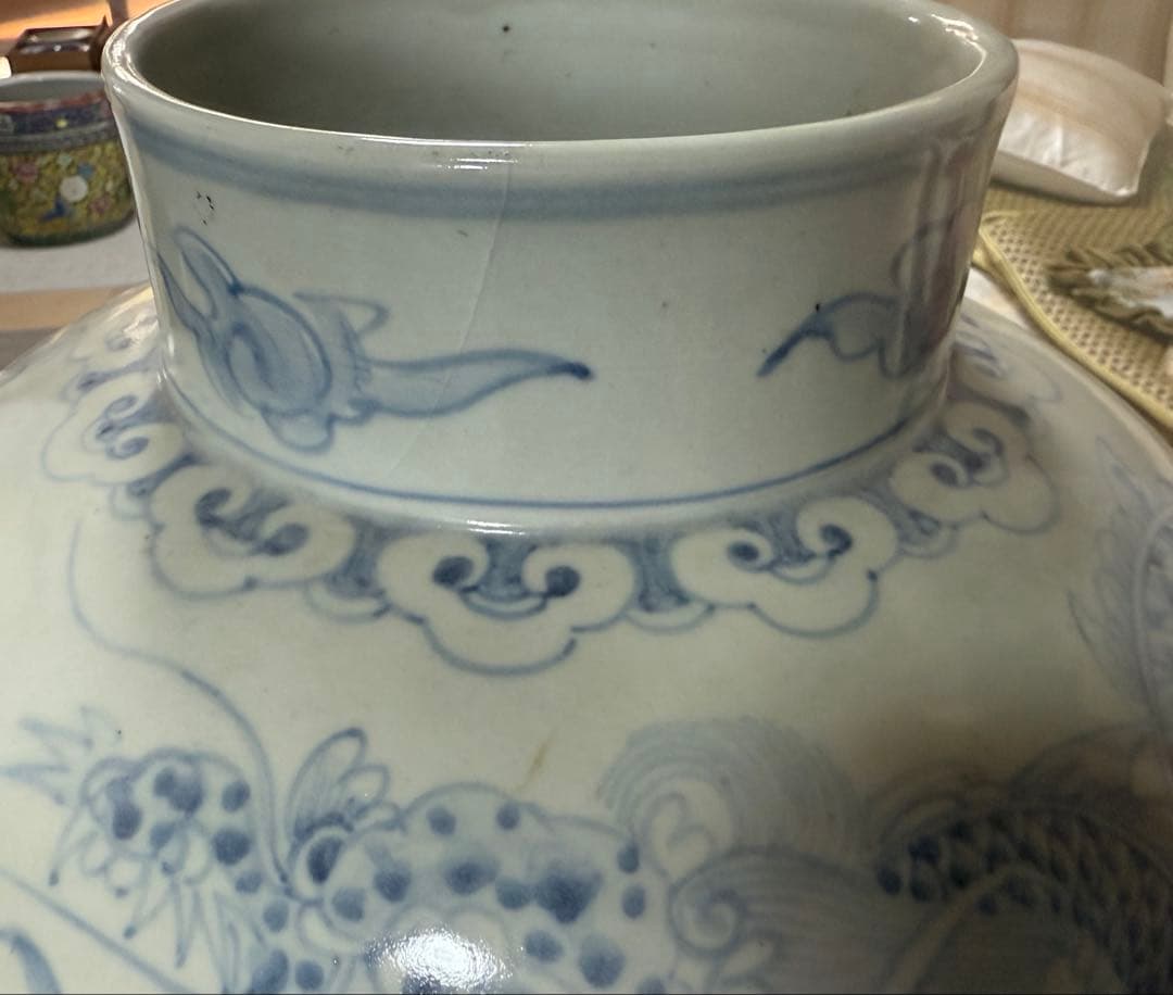 朝鮮　染付　龍紋大瓶　辺山　李朝龍紋大瓶うつし　送料込み250713