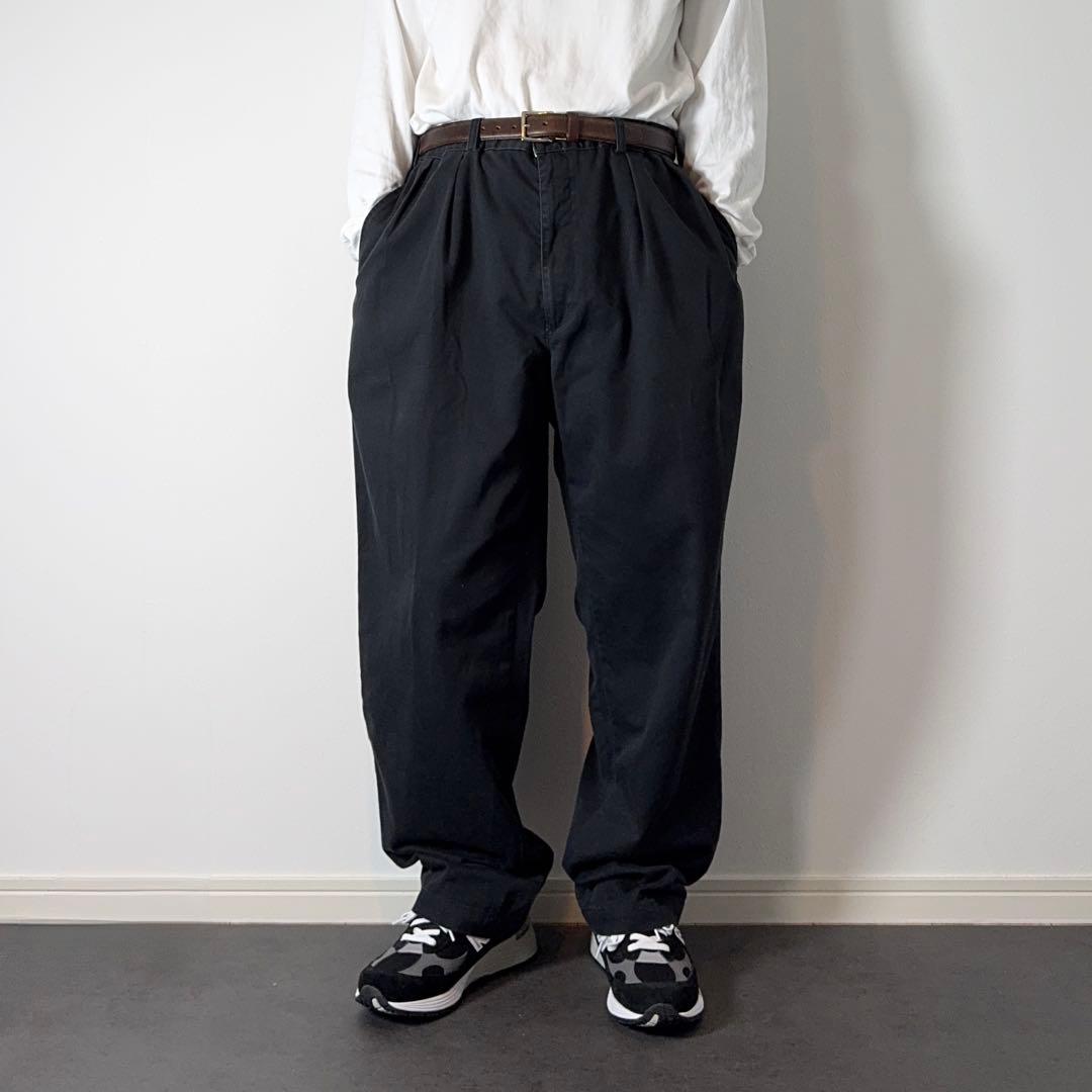 PoloRalphLauren90sANDREWブラックポロチノW38L32古着