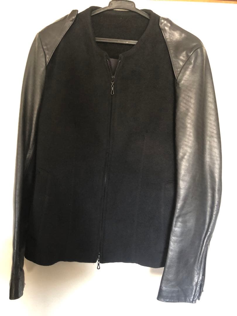 kiryuyrikキリュウキリュウアンゴラ＆レザーライダースジャケット