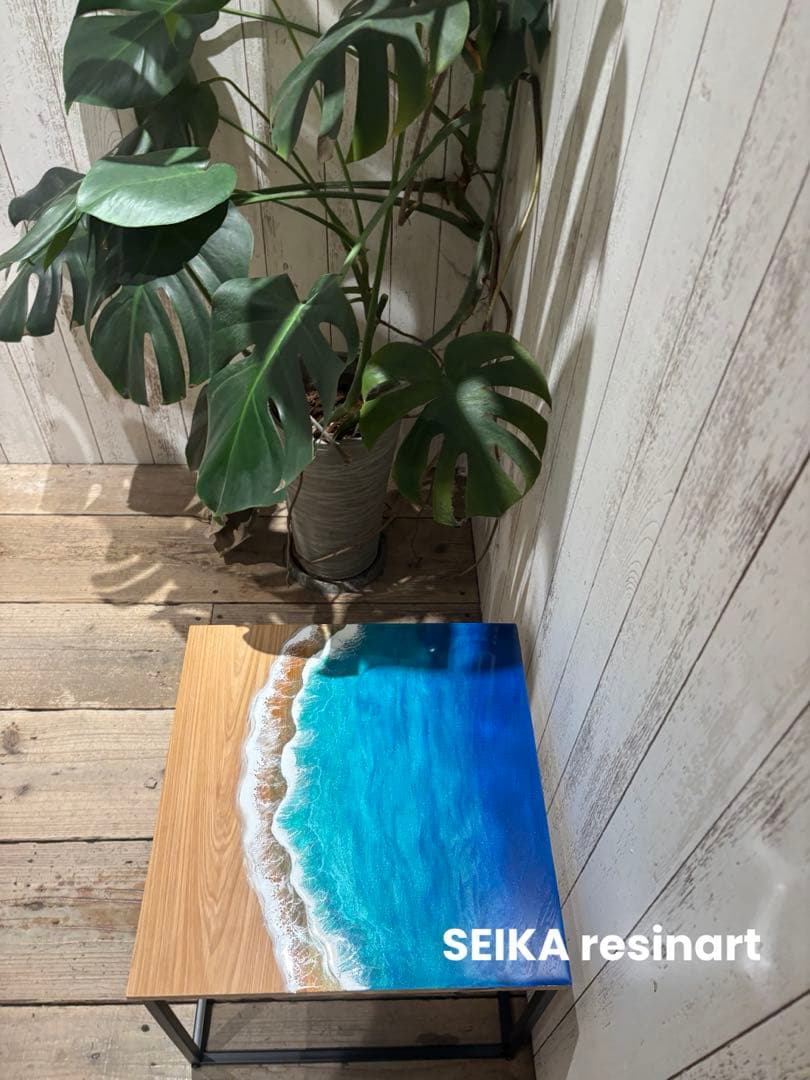 海レジン　レジンアート　レジンテーブル　サイドテーブル　インテリア