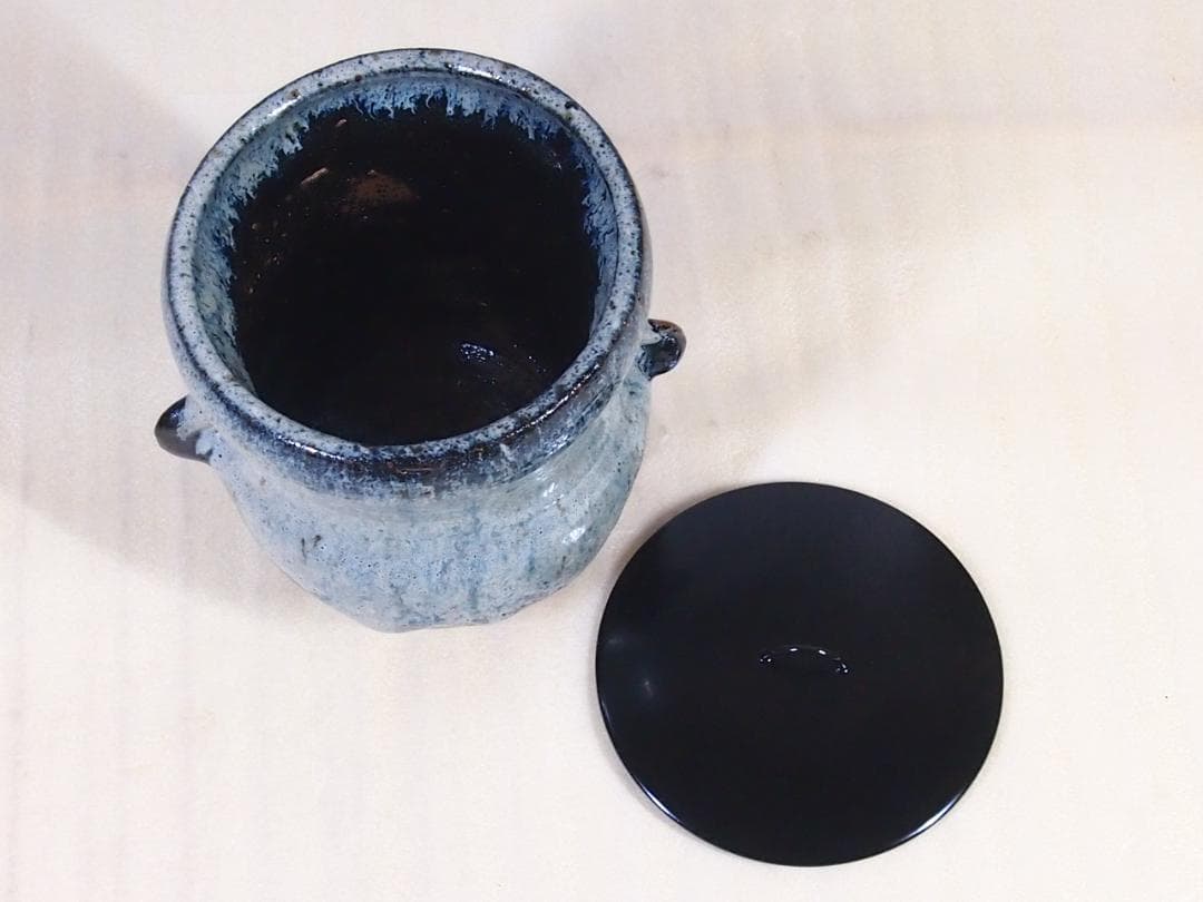 【古物】北大路魯山人写 朝鮮唐津 水指 一文字塗蓋 茶道具/お点前道具 骨董