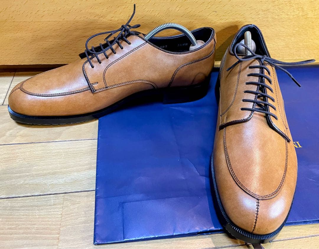 新品最終値下REGAL防滑茶リーガル皮革レザービジネスUチップシューズ24.5