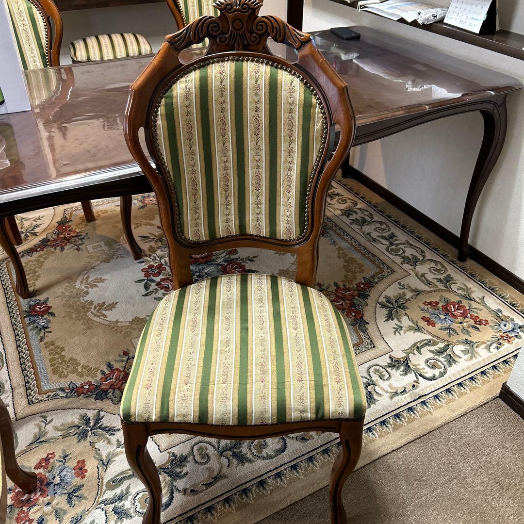 クラシックストライプ柄ダイニングチェア