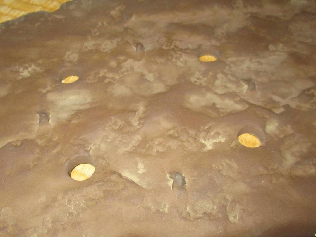 美品’70年頃◆常滑鉢 柴田馨山作 寄せ植え用 楕円葉形平鉢 茶色 和鉢/盆栽鉢