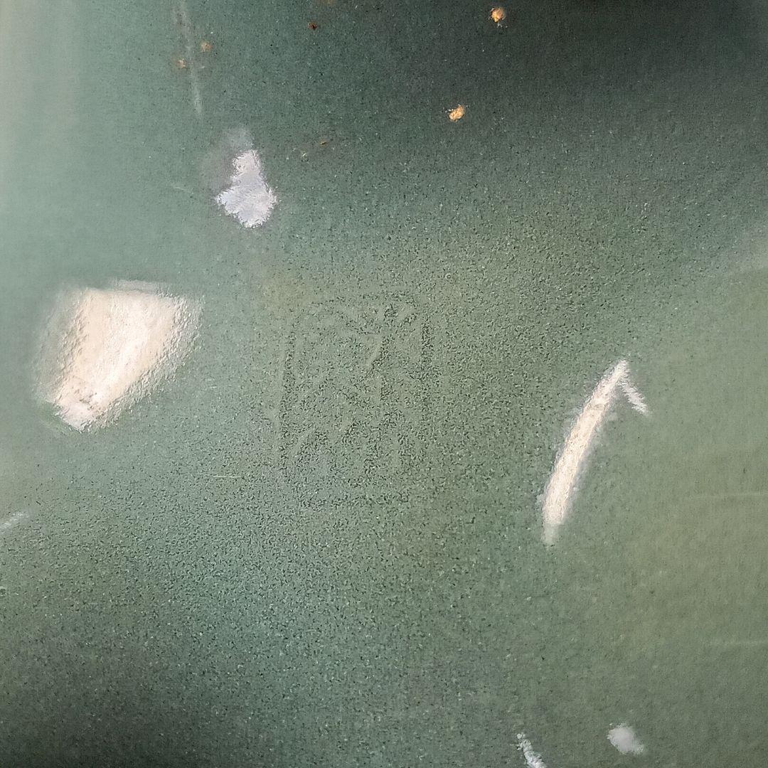 諏訪蘇山 青磁 袴腰香炉 二重共箱 四季草花銀火屋 約120g 帝室技芸員