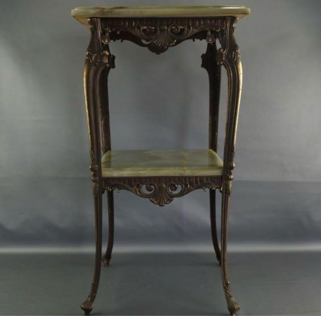 ロココ調 大理石 真鍮 花台 置き台 猫脚 アンティーク