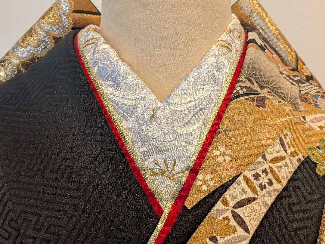 ྈ ྈ様 振袖フルセット 身丈173裄68 ロング丈 黒 古典柄 金彩 成人式