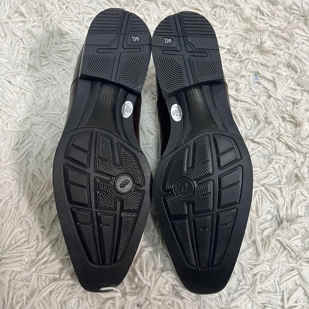 【未使用品】アシックス　ランウォーク　ブラウンレザー スリッポン 25cm