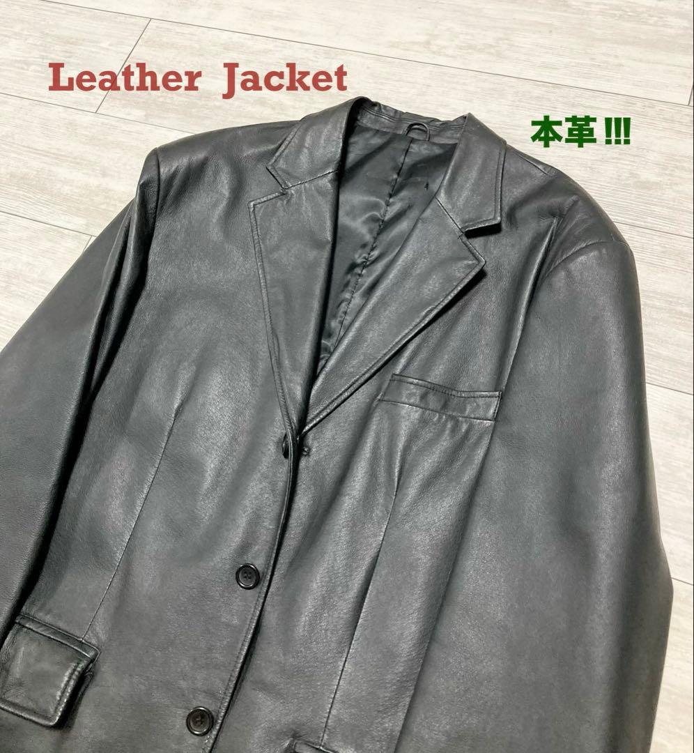 本革レザージャケット 3つボタン ノッチ衿 メンズ シングルジャケット