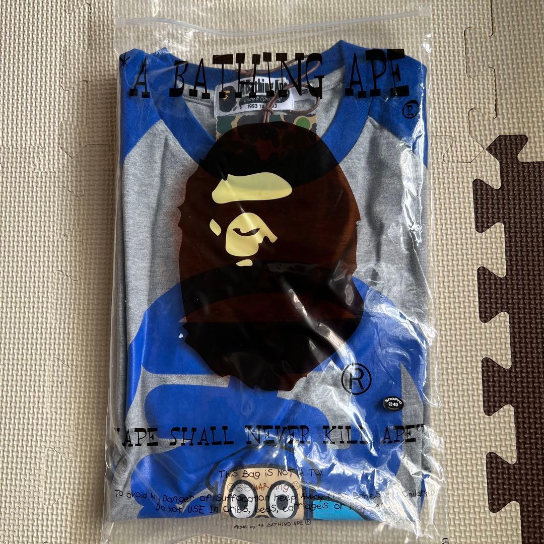 A BATHING APE ×忍者ハットリくんTシャツ グレー/ブルー　Mサイズ