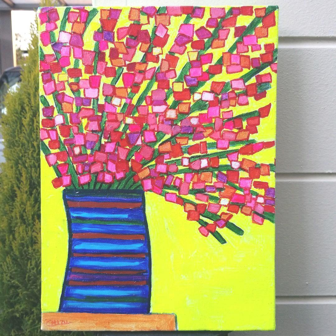 油絵　専用　カラフルな花瓶のお花　抽象画