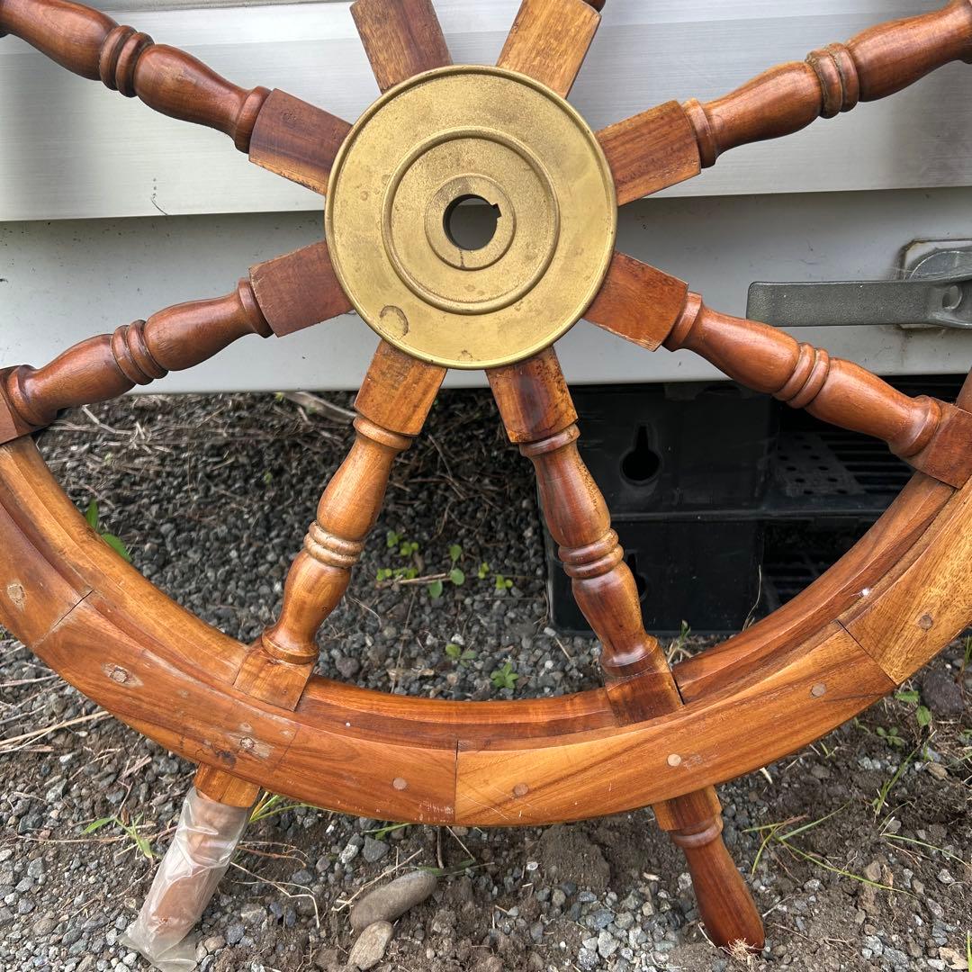 船　進行方向　操作　舵輪　だりん　操舵輪　そうだりん　木製 8本ハンドル