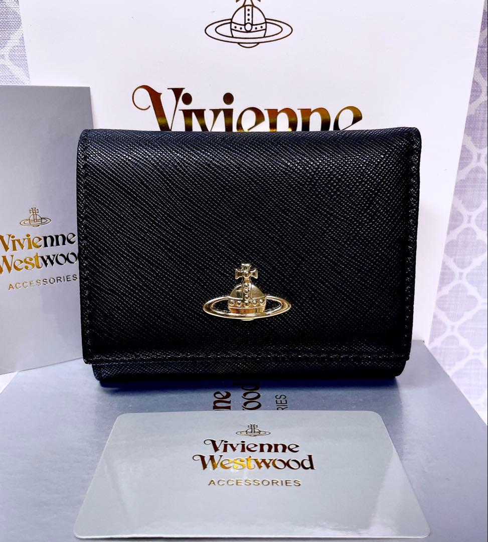 【大人気♡ショッパー付】新品 ヴィヴィアン・ウエストウッド　三折り財布 ブラック