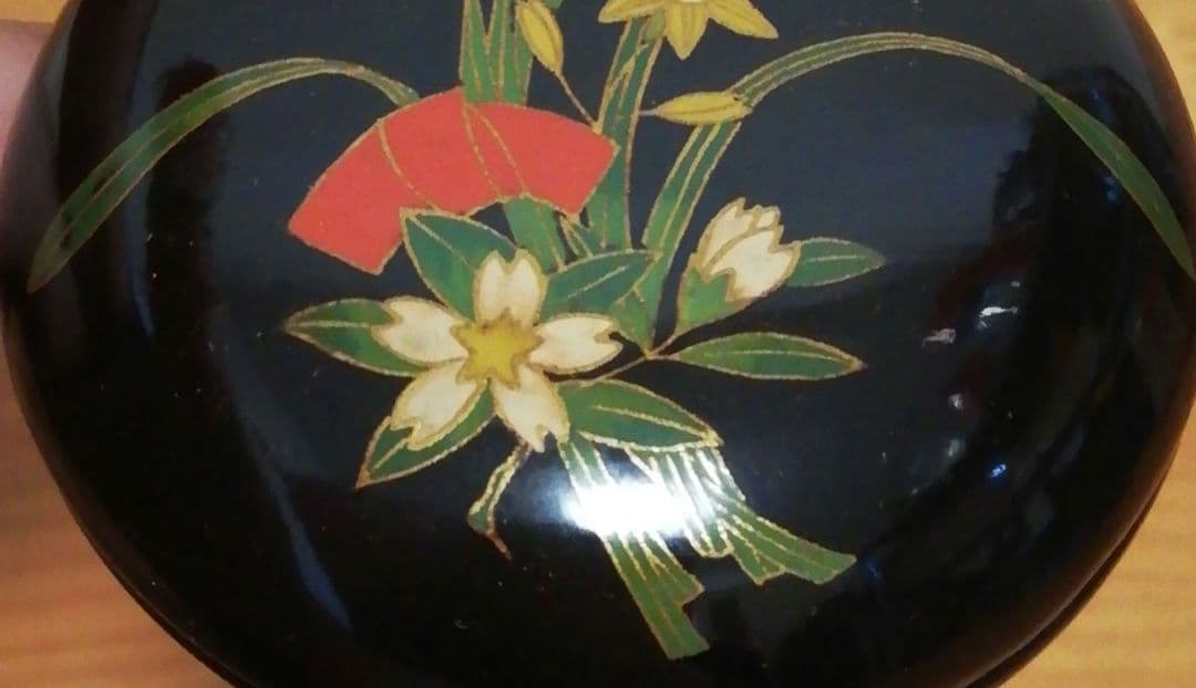 時代　水仙　蒔絵　研出　香合　共箱　仕服付　茶道具