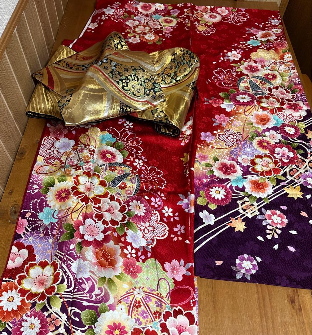 トールサイズ　正絹振袖　袋帯　小物セット　大きめサイズ　18ー10