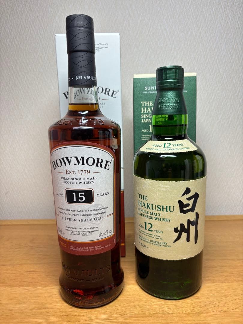 ボウモア 15年 &シングルモルトウイスキー白州 12年 セット