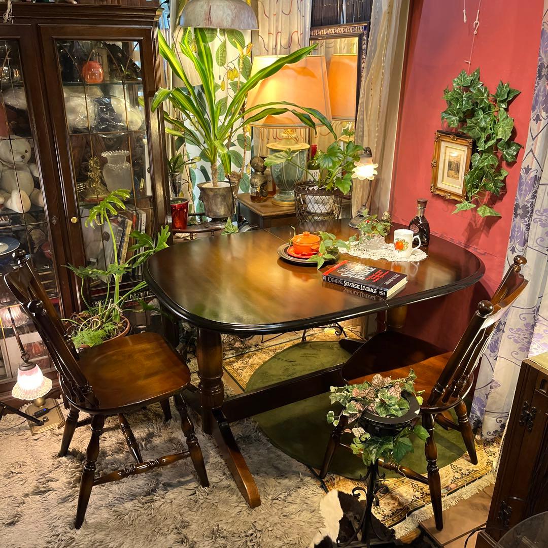 L１　キツツキマーク ヴィンテージ エクステンションテーブル　飛騨産業