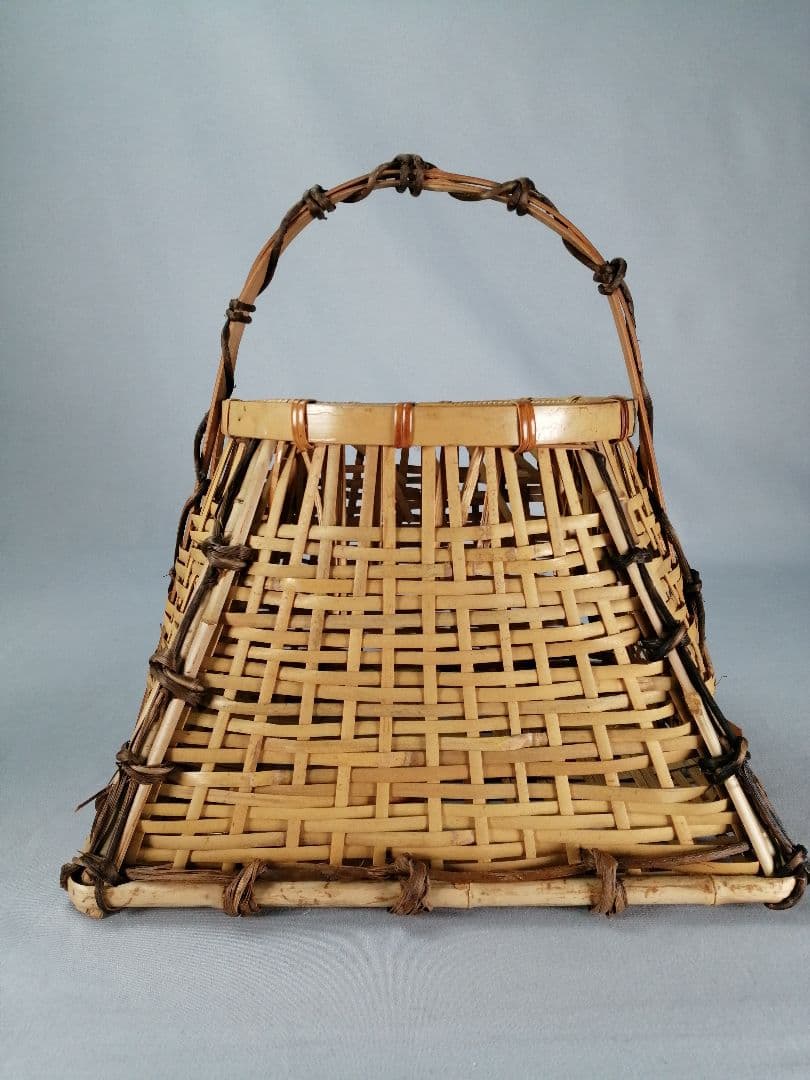 【茶事具】手付き四方籠　花籠　花入229