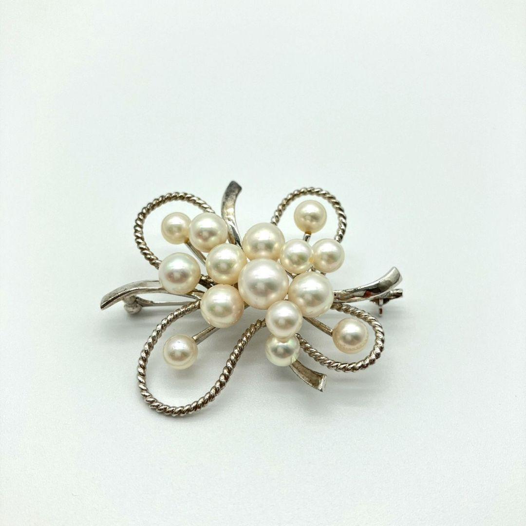 み*ら様 MIKIMOTO ミキモト　アコヤパール　ブローチ　コサージュ　シルバ