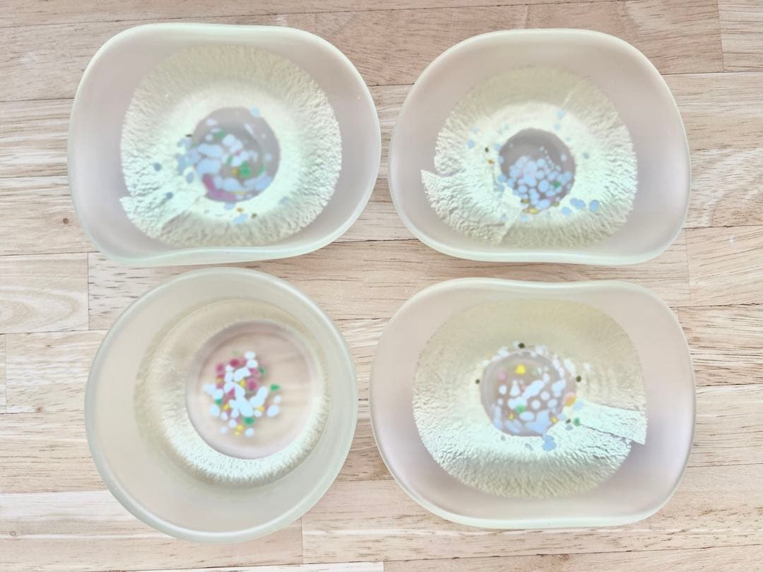 黒木国昭 金彩 鉢 ガラス 小鉢 向付 猪口 和食器 硝子 4点 まとめ売 美品