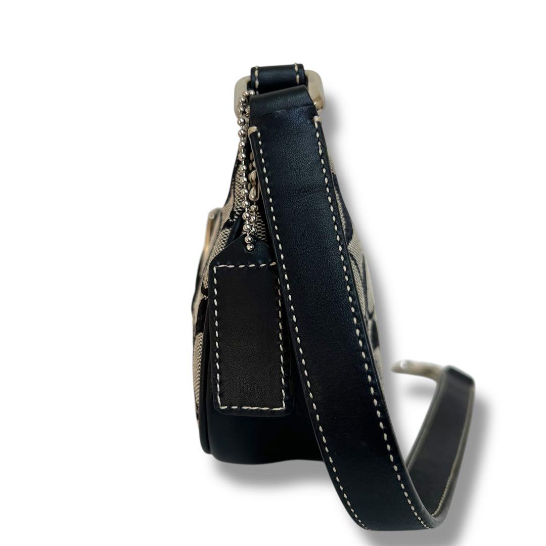 美品 COACH ハンドバッグ キャンバス ネイビー ソーホー シグネチャー