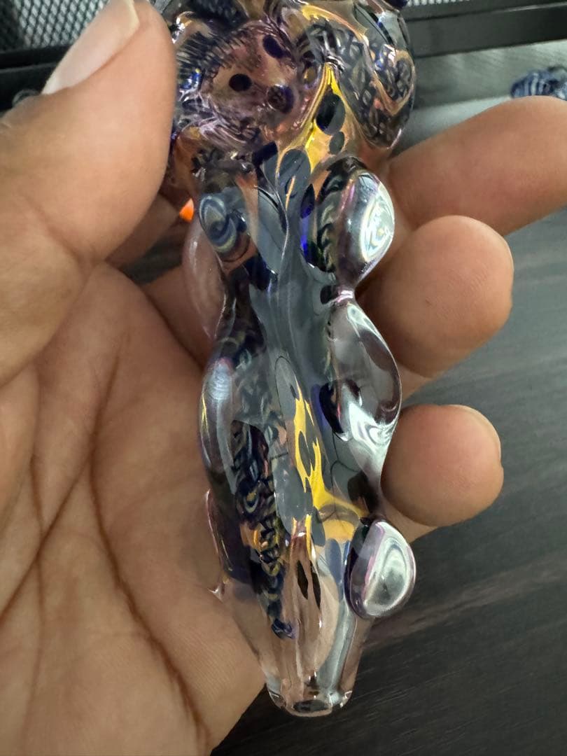 工芸品 Gold blue lumpy pipe