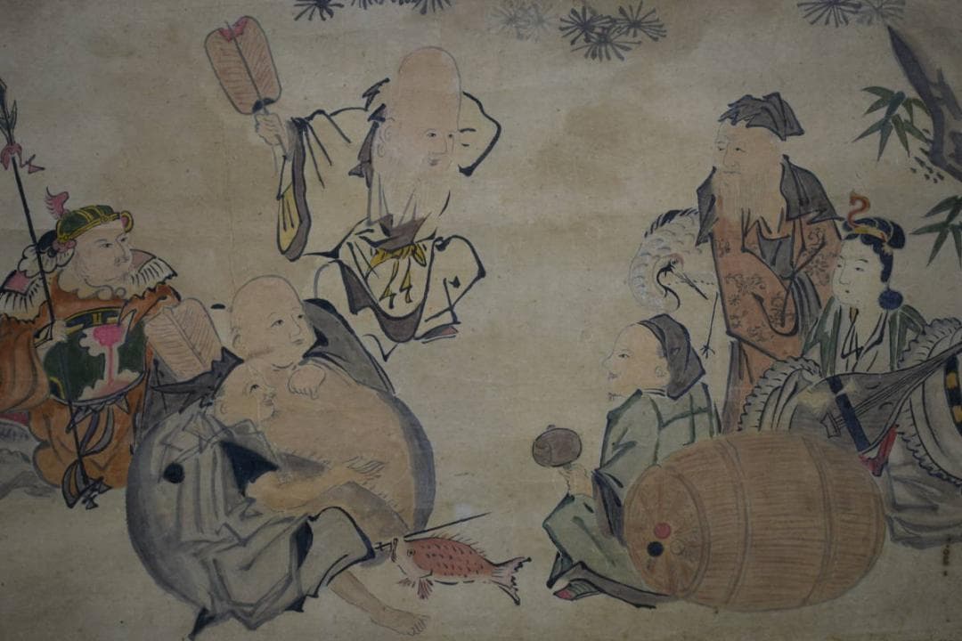 不詳/不明/七福神図/布袋屋掛軸HE-662