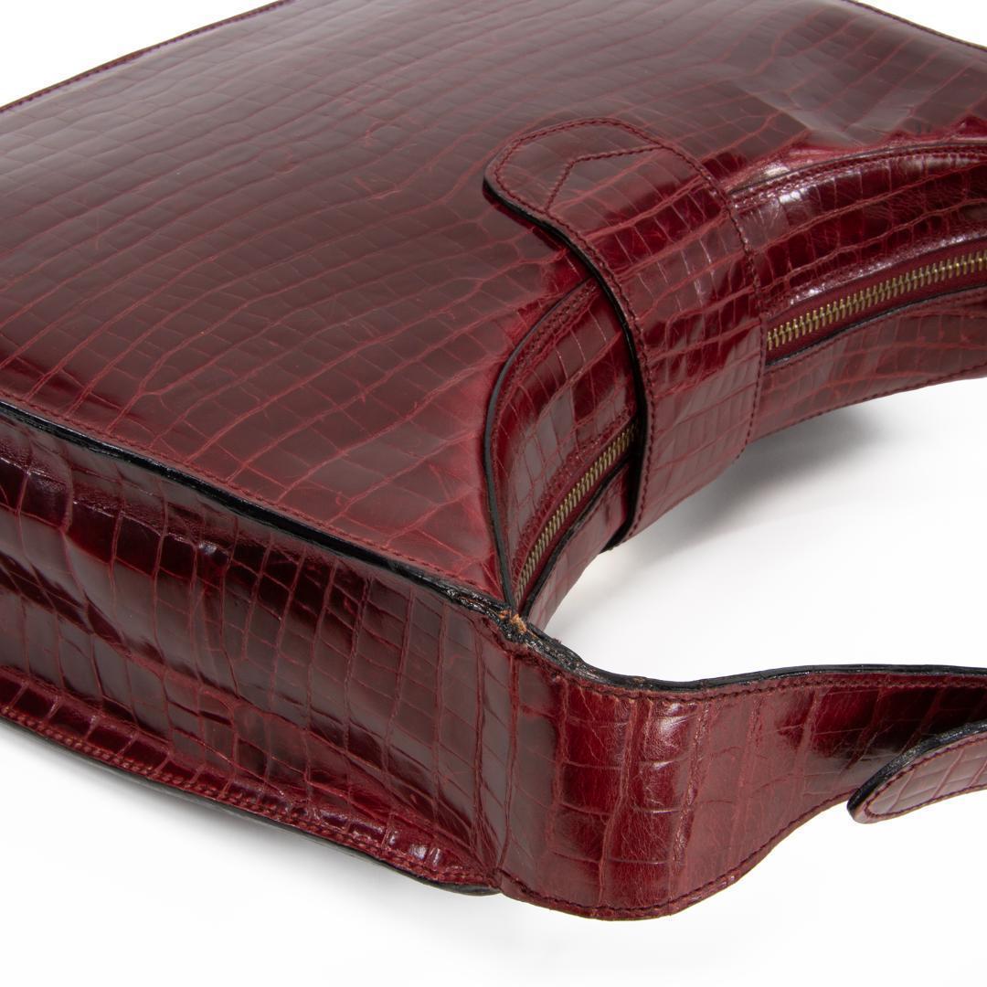 本物 オールドセリーヌ ショルダーバッグ レディース クロコ型押し 赤紫 肩掛け