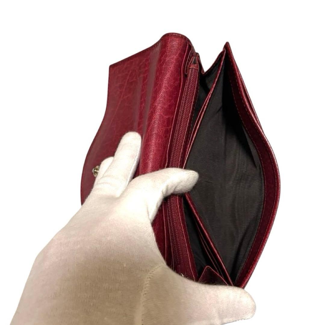 人気　グッチ　長財布　GGシマ　レザー　レッド　GG柄　インターロッキング