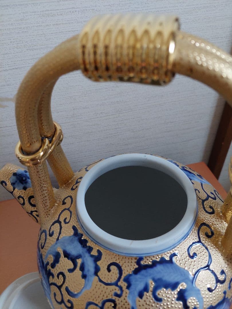 中国美術 中国台湾省 林三江 水注 飾り 置物 24金手工描金